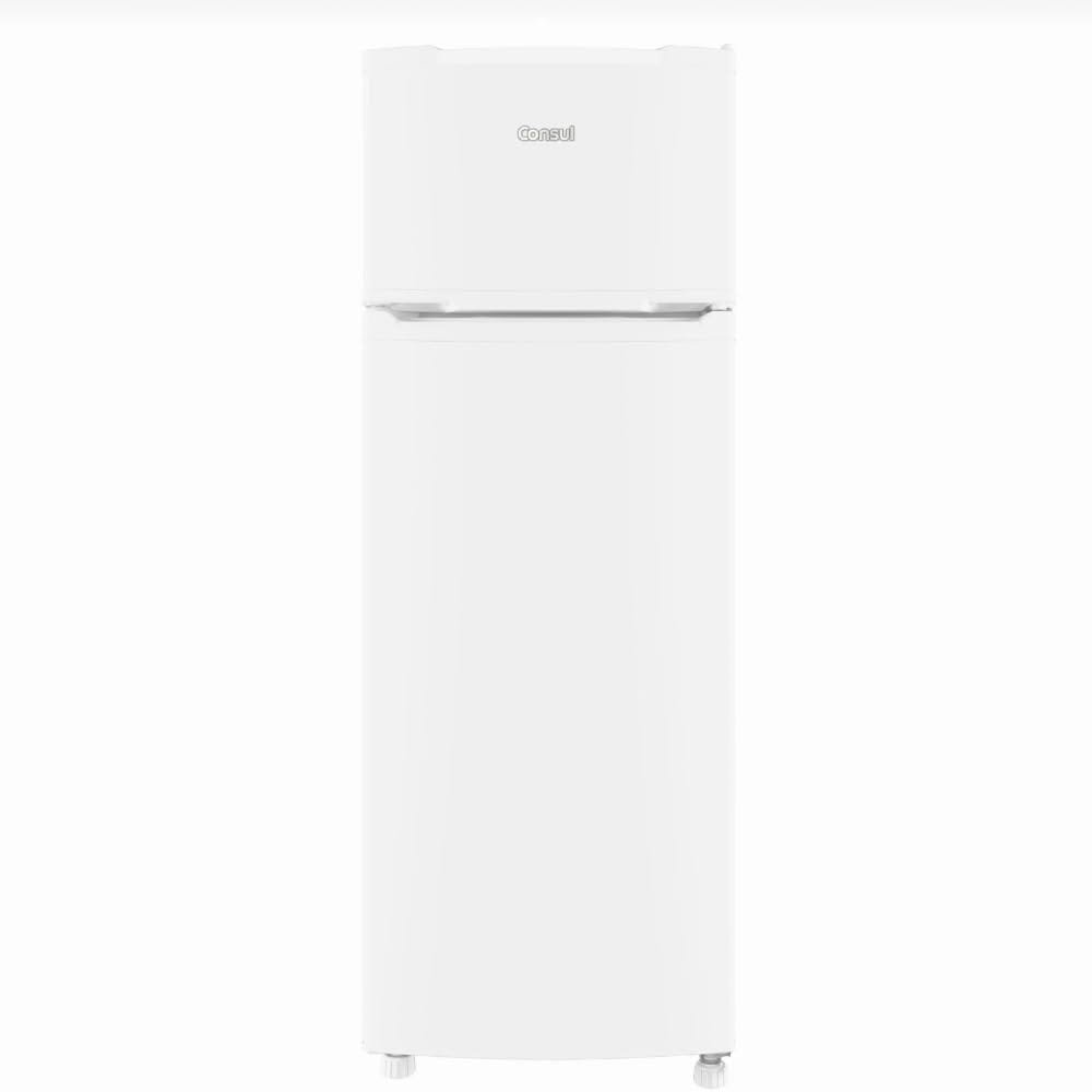 Geladeira Consul CRD37EB em cozinha moderna com portas fechadas e prateleiras visíveis