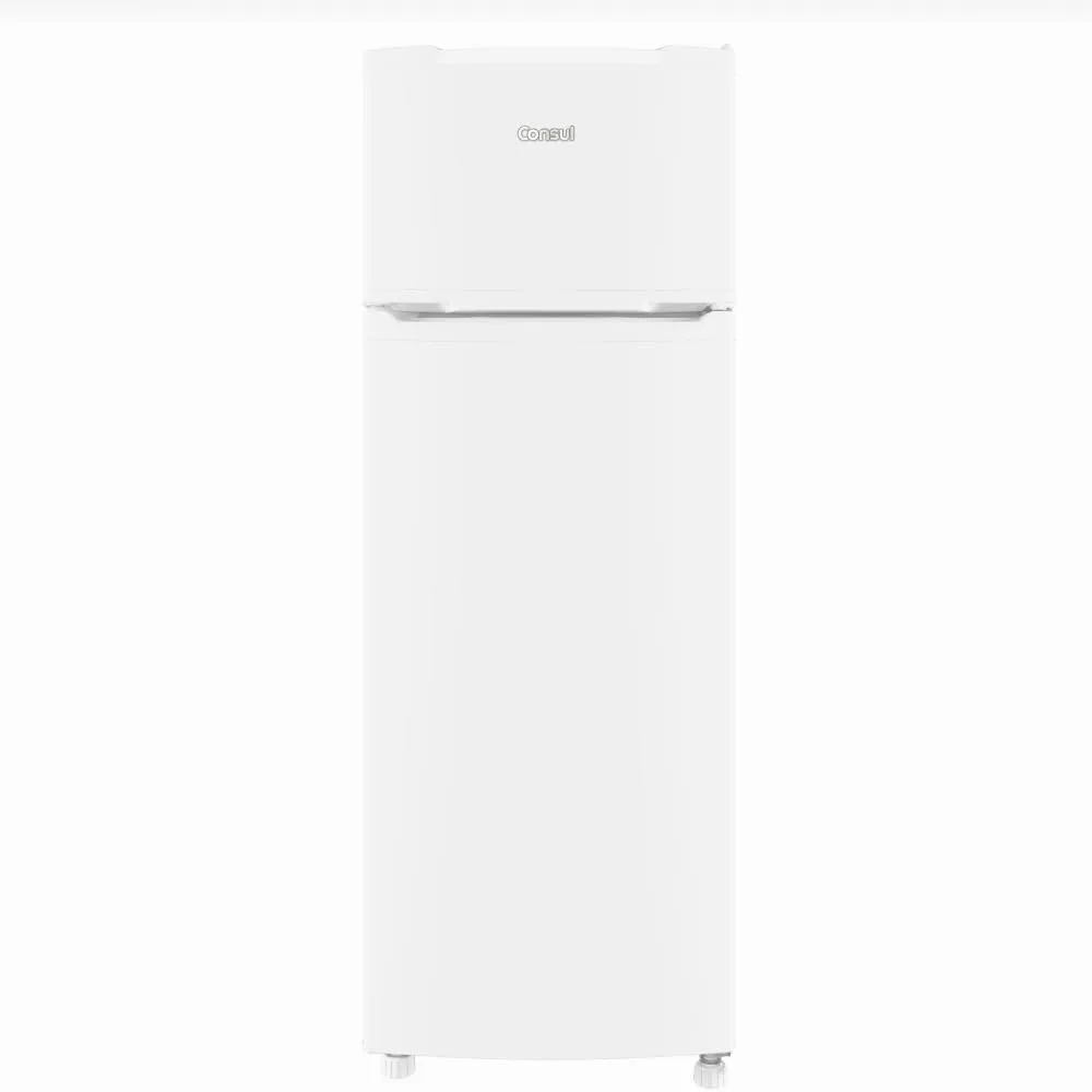 Geladeira Consul CRD37EB em cozinha moderna com portas fechadas e prateleiras visíveis