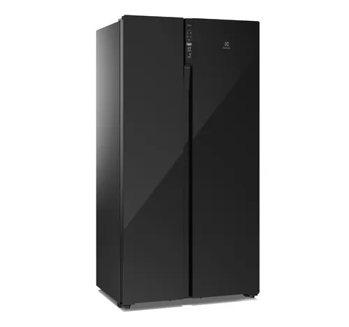 Geladeira Electrolux ES5GB side by side em cozinha moderna com portas fechadas