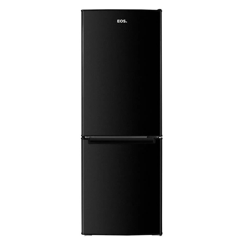 Geladeira EOS ERV260IDP 220V duplex inverse preta com acabamento fosco e portas fechadas