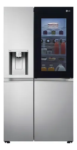 Geladeira LG GC-X257CSH1 side by side em cozinha moderna com dispensadores de água e gelo