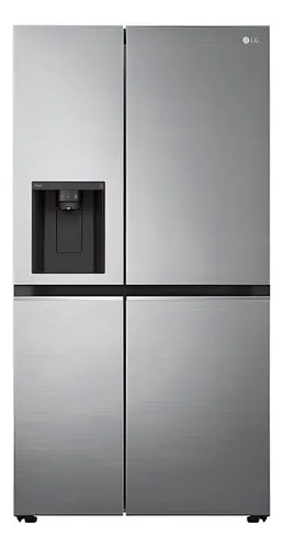 Geladeira LG L257SLPL UVnano 611L side by side em cozinha moderna com portas fechadas