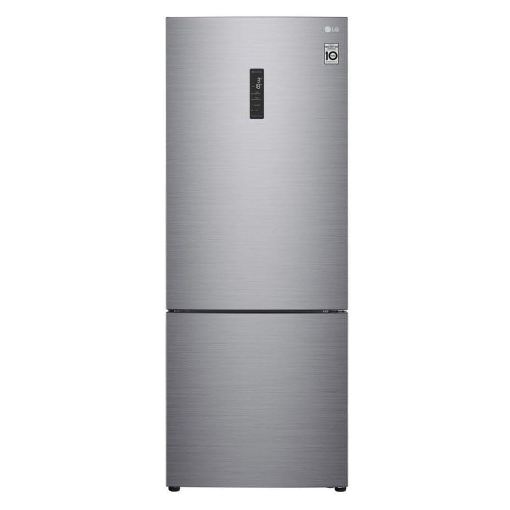 Refrigerador LG GC-B569NLLM platinum prata bottom freezer inverse portas fechadas em cozinha moderna