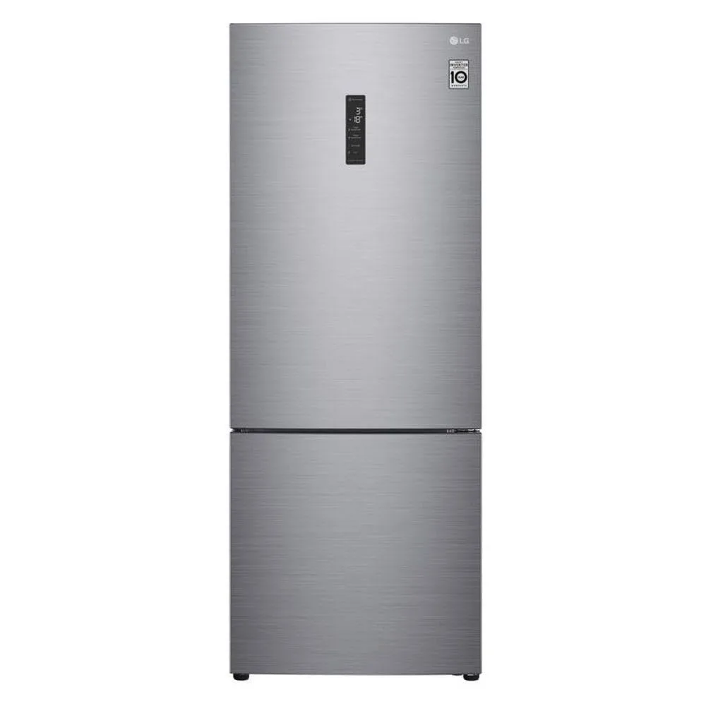 Refrigerador LG GC-B569NLLM platinum prata bottom freezer inverse portas fechadas em cozinha moderna