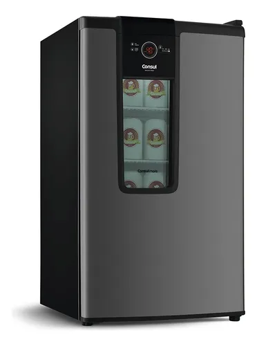 Cervejeira Consul CZD12AT titanium com porta de vidro e prateleiras para latinhas