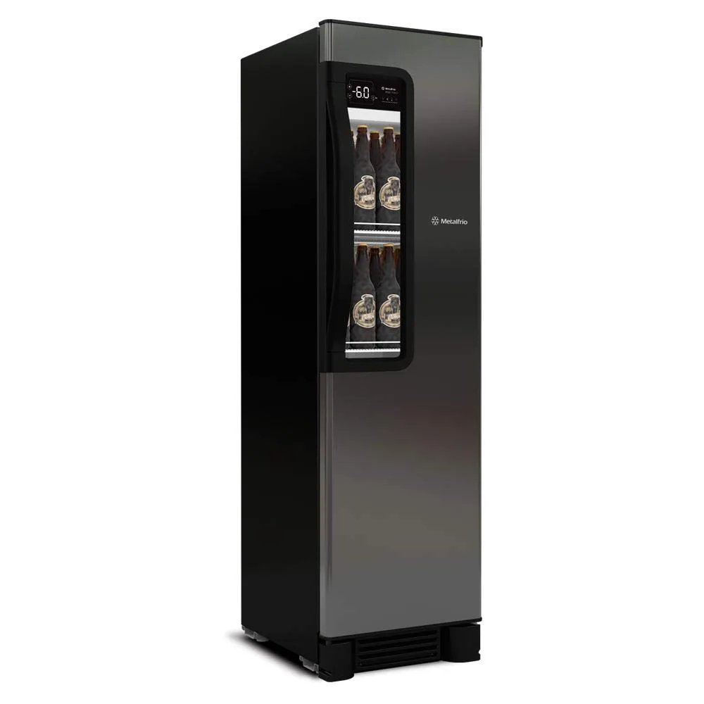 Cervejeira Metalfrio VN28TPB008 inox/preto com display touchscreen e interior iluminado