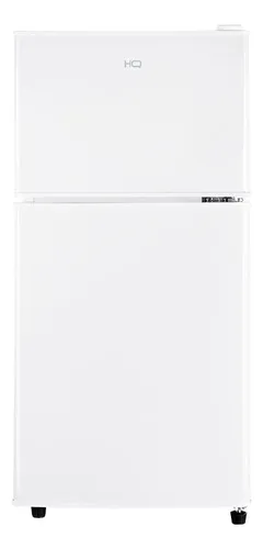 Frigobar HQ HQ-90RDF branco com portas duplex abertas mostrando interior organizado