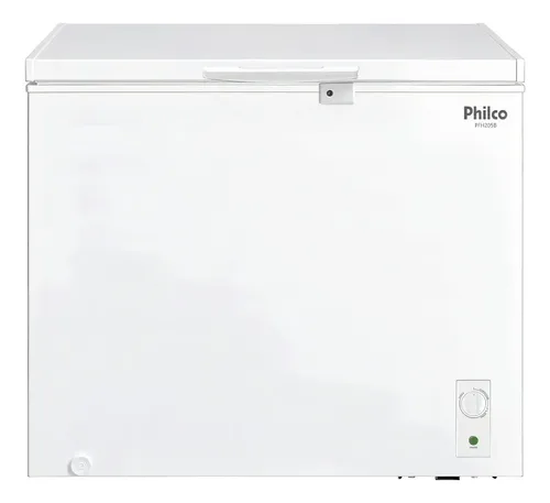 Freezer Horizontal Philco PFH205B branco com interior visível e cesto