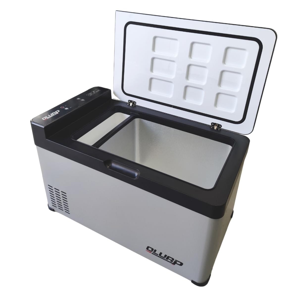 Geladeira portátil EDN Q-22 black piano de 40 litros com detalhes internos vermelhos