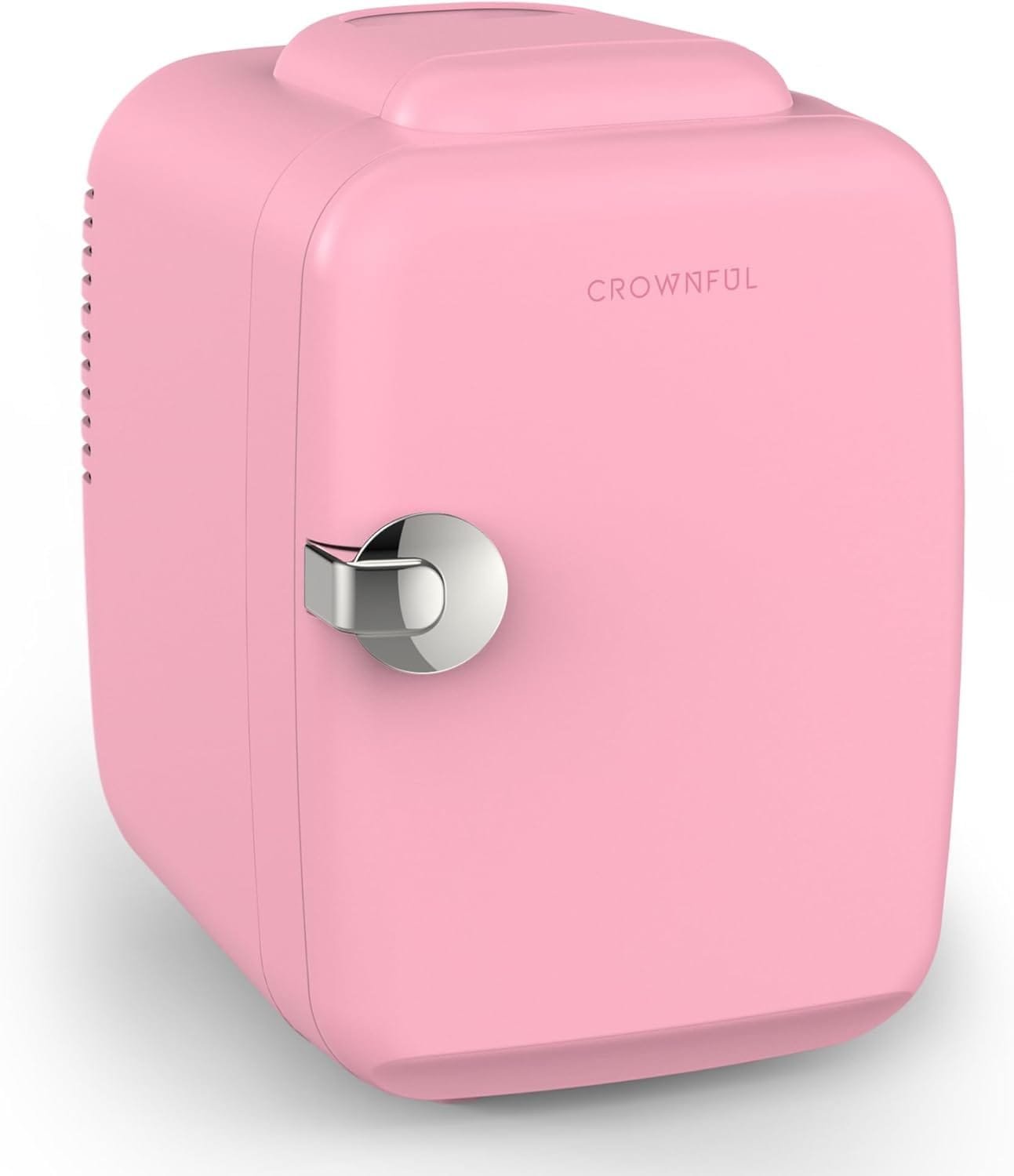 Mini geladeira portátil CROWNFUL rosa de 4 litros com cabos de alimentação