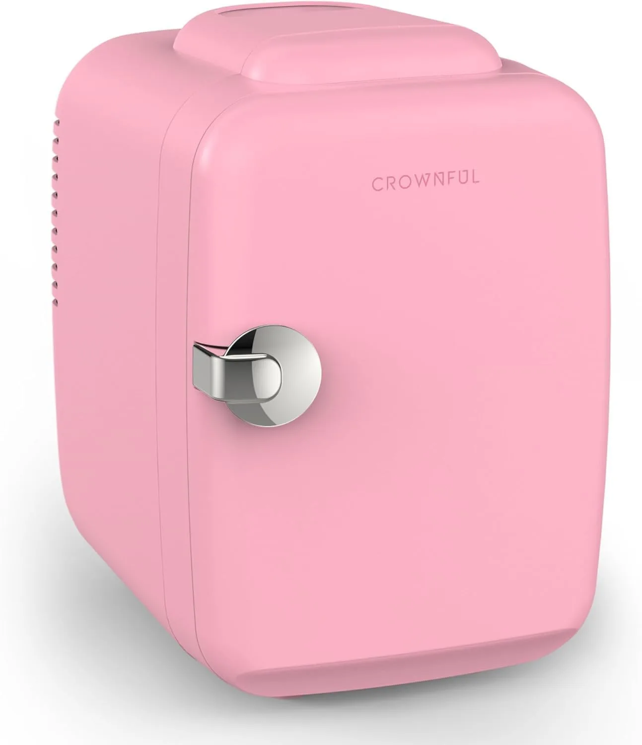 Mini geladeira portátil CROWNFUL rosa de 4 litros com cabos de alimentação