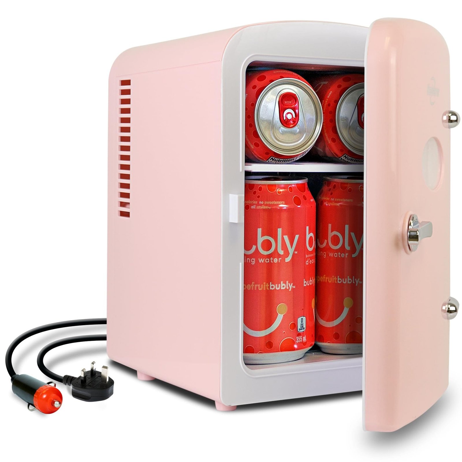Mini Geladeira Koolatron DC04 rosa compacta portátil